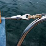 For the price of a handful of swageless rigging terminals, Dave and Connie McBride replaced Eurisko’s doubtful lifelines with new ones made out of her old standing rigging.
