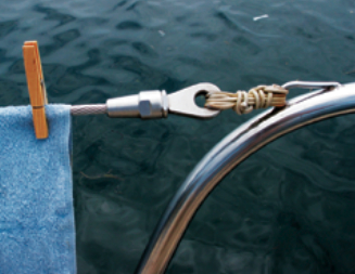 For the price of a handful of swageless rigging terminals, Dave and Connie McBride replaced Eurisko’s doubtful lifelines with new ones made out of her old standing rigging.