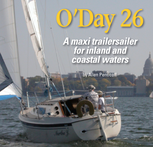 Martha J., an O’Day 26, cuts an impressive wake on Madison, Wisconsin’s, Lake Mendota, just one of many bodies of water her owners will take her to in any given season.
