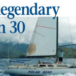 Polar Bear, an Olson 30, and her owner, Eric Thomas, approach Hanalei Bay, Kauai, Hawaii, on their way to a first-in-class finish in the 2008 Singlehanded TransPacific Race.
