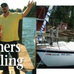 Ken Cunningham, Natalie Cunningham, and Steve Gibb sing the praises of the partnership through which they share the joys and responsibilities of owning a sailboat, at left, and their boat, Que Sera, opposite page.