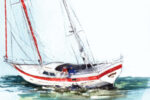 Water color boat painting