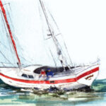 Water color boat painting