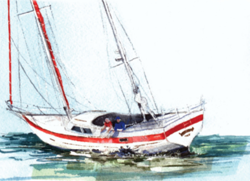 Water color boat painting