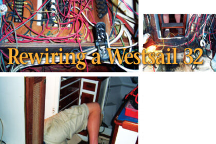 Aaron described the wiring behind the electric panel and in the engine bay as “out of control,” at left. One of the previous owners told him, “It looks like a spastic spider got loose in there.” The engine was in desperate need of repainting and the wiring around it was so chaotic that the decision to remove the engine for accessibility was a no-brainer, below. In any project like this one there will, inevitably, be places that are hard to get to, at left below.