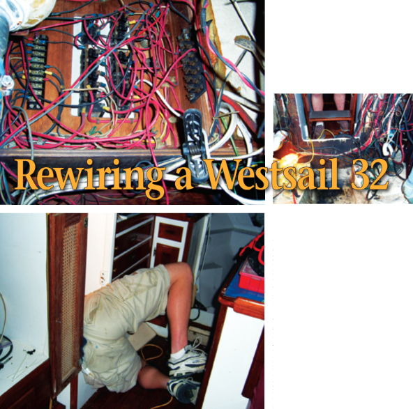 Aaron described the wiring behind the electric panel and in the engine bay as “out of control,” at left. One of the previous owners told him, “It looks like a spastic spider got loose in there.” The engine was in desperate need of repainting and the wiring around it was so chaotic that the decision to remove the engine for accessibility was a no-brainer, below. In any project like this one there will, inevitably, be places that are hard to get to, at left below.