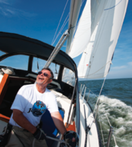 Tory revels in the sensation as Sparkle Plenty leans into the Chesapeake chop.