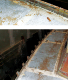 The original toerail resisted Stephen’s attempts to rescue it so he cut it either side of the bolts, at top, and removed it in pieces, above.