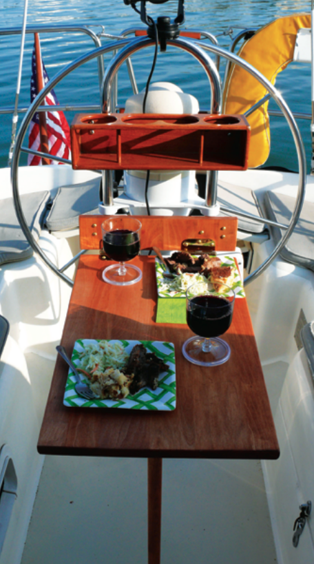 Picture of the table set on the boat
