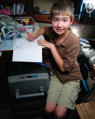 The more stuff around him in the nav station, the better Harrison draws.