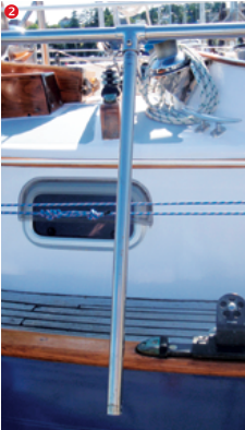 Next, I took a length of 1-inch OD tubing cut several inches shorter than the length of 7⁄8-inch tubing. I slid a 1-inch tee fitting onto it and fastened it to the tubing at its mid-point. I then attached a 1-inch OD by 2-foot “leg” to the remaining receptacle in the tee fitting. Where possible, I used bolts instead of set screws in the rail fittings for more rigidity.