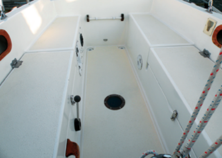 Indecision’s cockpit provided ideal surfaces on which to test the non-skid paint.