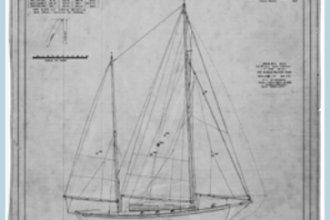 Sail plan for Tide Rip. This boat was also known as Dog Star.