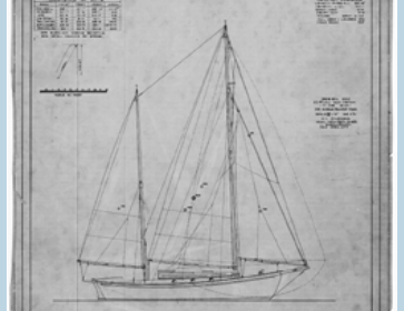 Sail plan for Tide Rip. This boat was also known as Dog Star.