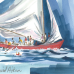 Painting of a boat sailing