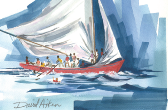 Painting of a boat sailing