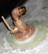Picture of mounted flanges and seacocks