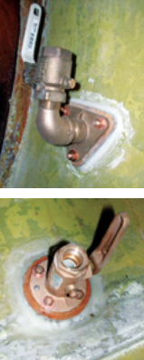Picture of mounted flanges and seacocks
