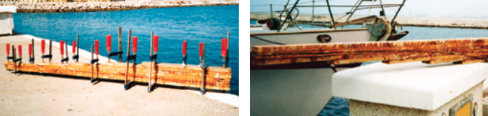 The laminating completed and the glue cured, the rough tiller awaits removal of the clamps, at left. To create the curve on the underside, Richard sprung a batten on the side of the tiller, drew along it with a marker pen, at right, then cut to the line with a jigsaw.