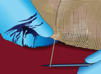 When you’ve traced the pair of fibers across the cloth to the other edge, snip them from their neighbors. By pulling on the loop, you can now extract the fibers from the cloth. They will leave an obvious gap in the weave.