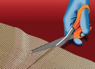 When you’ve traced the pair of fibers across the cloth to the other edge, snip them from their neighbors. By pulling on the loop, you can now extract the fibers from the cloth. They will leave an obvious gap in the weave.