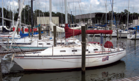 Wide sidedecks and inboard chainplates make for easy movement fore and aft. The double lifelines and pulpits are a bonus.