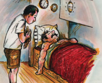 Illustration of Tom found in his bed