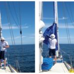 One, two, three, up! Setting the Code-0 in no breeze is a breeze, left to right. That’s what this graying sailor bought it for, as a quieter and less fragrant alternative to turning on the engine in light air.