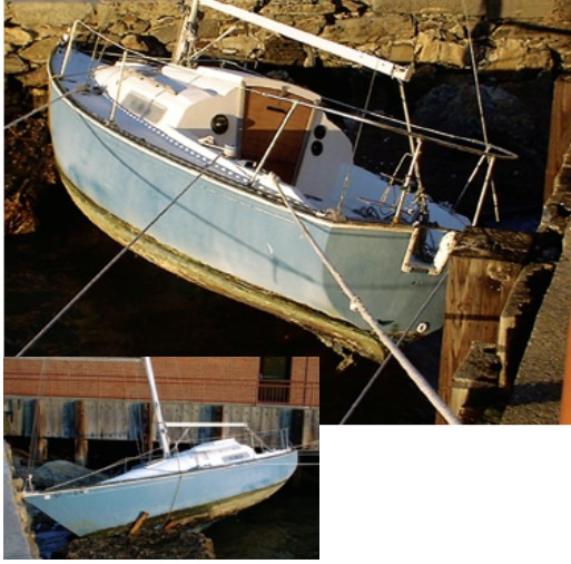 Nameless and rudderless, and perched precariously between boulders and two sea walls where a winter gale had dumped her, the C&C 25 seemed doomed. Men with chainsaws had already been summoned to cut her up.