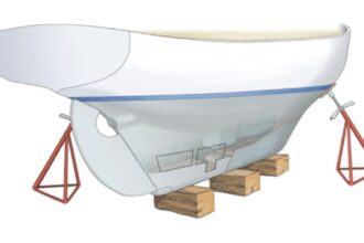 Caribee suffered from recurring blisters. Randy attributed them to persistent moisture in the inaccessible reaches of the bilge and took radical action.