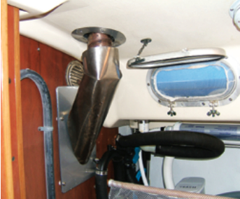 In the head, a heat shield around the flue saves scalps.