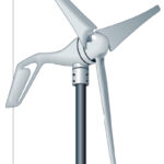 The purpose of a wind generator aboard a sailboat is to provide as constant a source of electrical power as possible. Blade design and diameter are major factors in achieving this. This design uses slender blades and a relatively large diameter.