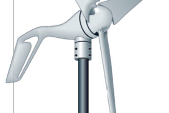 The purpose of a wind generator aboard a sailboat is to provide as constant a source of electrical power as possible. Blade design and diameter are major factors in achieving this. This design uses slender blades and a relatively large diameter.
