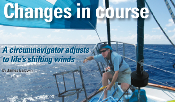 James Baldwin trims his sails to fair winds on a passage from the Virgin Islands to Georgia.