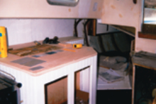 Dave fitted a quarter berth to replace the settee he gave up to make room for the galley.