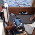 The sewing machine used when making the sails also proved useful during the voyage.