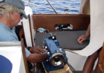 The sewing machine used when making the sails also proved useful during the voyage.