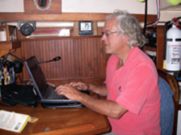 A laptop computer has almost become essential equipment today for navigation, communications, and, for Paul, writing.