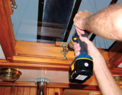 As a finishing touch, Chuck installs the dogging latches, forward and aft.