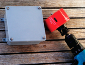 Instead of taking the big hole saw to his cockpit coaming, he took it to the cover of the junction box.