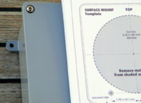 Using the template that came with the control head, Rich cut the hole and drilled for the fasteners.