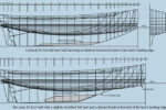 A typical 45-foot full-keel hull showing no distinct forefoot forward of the keel’s leading edge. The same 45-foot hull with a slightly modified full keel and a distinct forefoot forward of the keel’s leading edge.