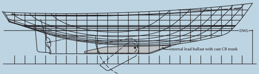 A circa 1962 hull with a shoal-draft modified full keel and centerboard.