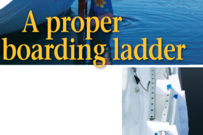 The solid feel of a hull-hugging ladder gives boarders a firm leg up, above. It starts with a simple pattern, at right.