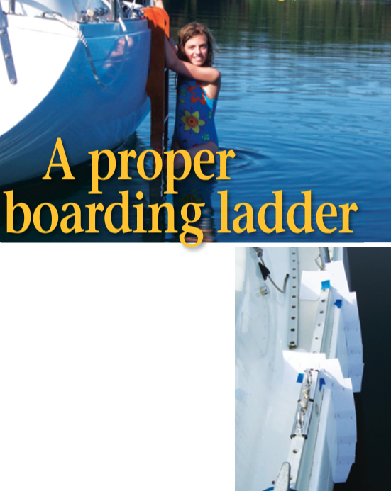 The solid feel of a hull-hugging ladder gives boarders a firm leg up, above. It starts with a simple pattern, at right.