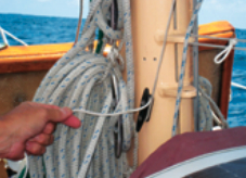 A downhaul controls luff tension.