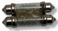 The red and green festoon bulbs are glued together.