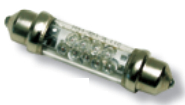 Festoon bulbs contain LEDs in a range of numbers and colors.