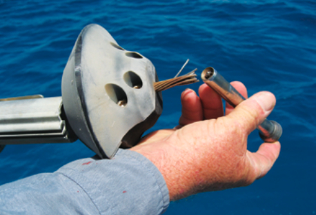 Stainless-steel rigging can succumb to metal fatigue, especially in places such as this, where the weight of a jib-furler caused the forestay to flex at the swaged-on fitting.