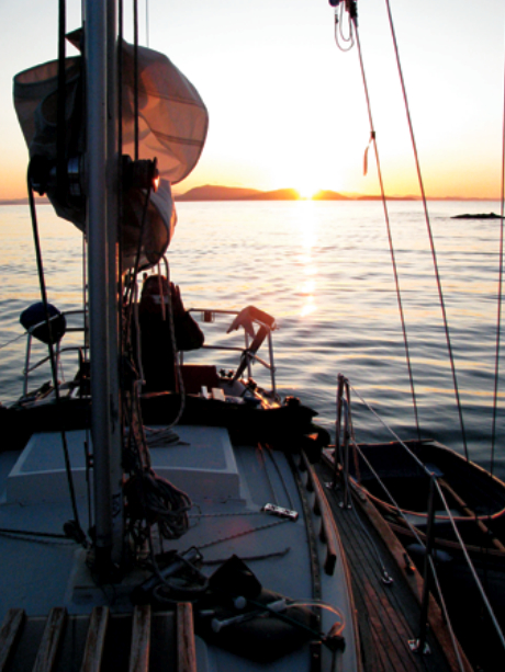 Sunset at Sucia Island: somehow, dinner tastes better when you’ve sailed into harbor.